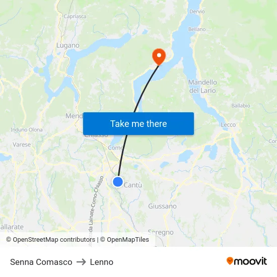 Senna Comasco to Lenno map