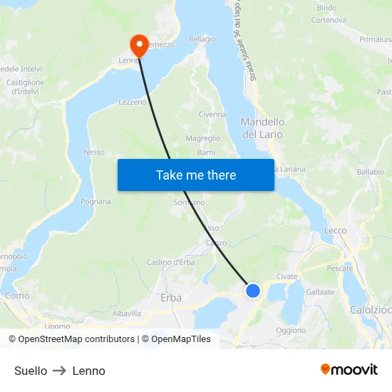 Suello to Lenno map