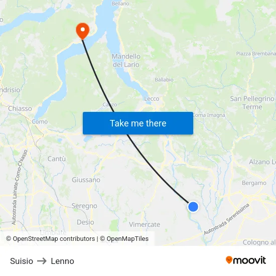 Suisio to Lenno map