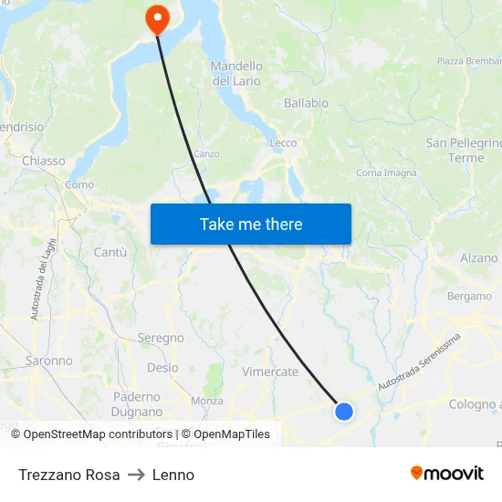 Trezzano Rosa to Lenno map