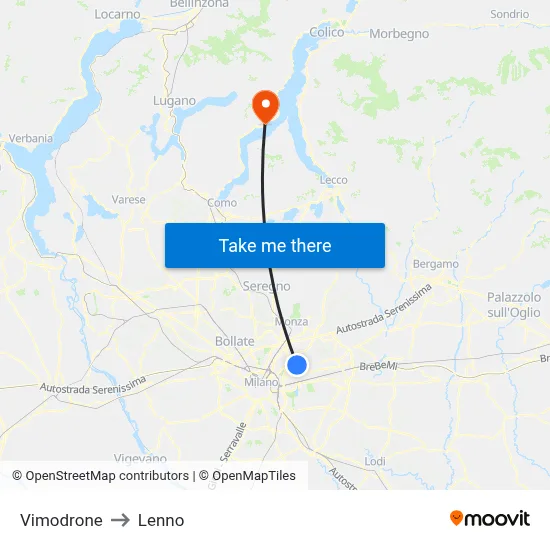 Vimodrone to Lenno map