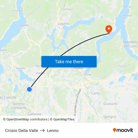 Crosio Della Valle to Lenno map