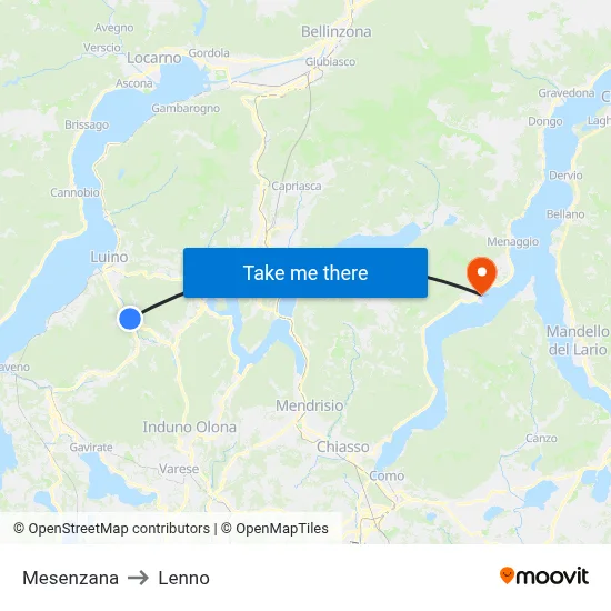 Mesenzana to Lenno map