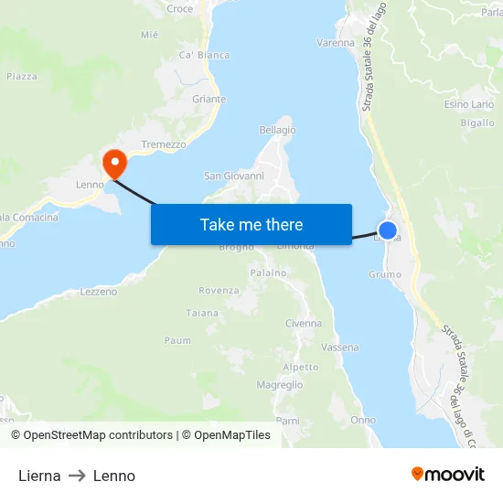 Lierna to Lenno map