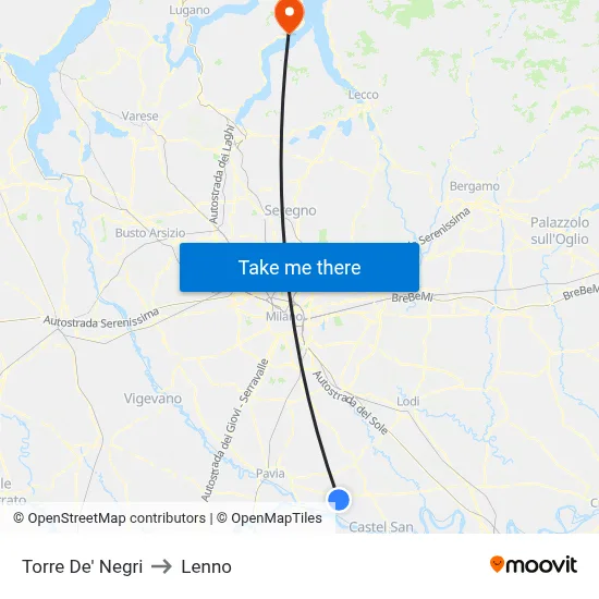 Torre De' Negri to Lenno map