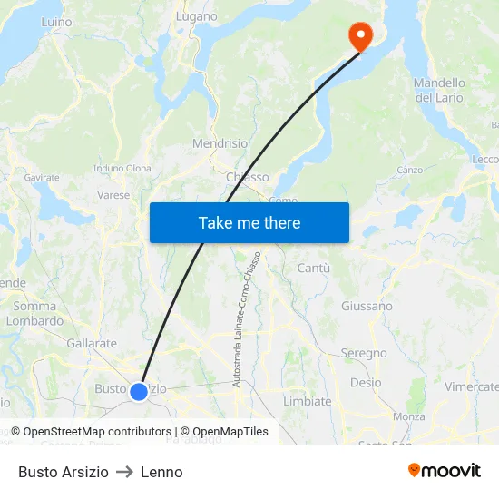 Busto Arsizio to Lenno map