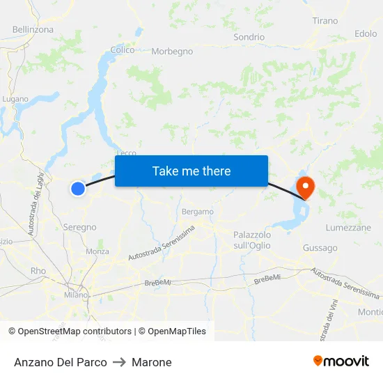 Anzano Del Parco to Marone map