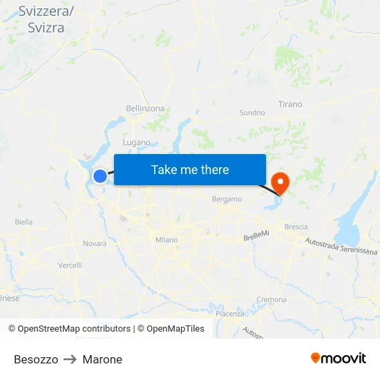 Besozzo to Marone map