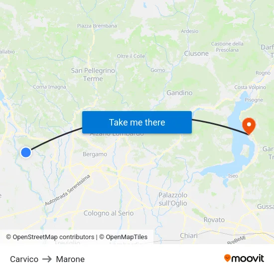 Carvico to Marone map