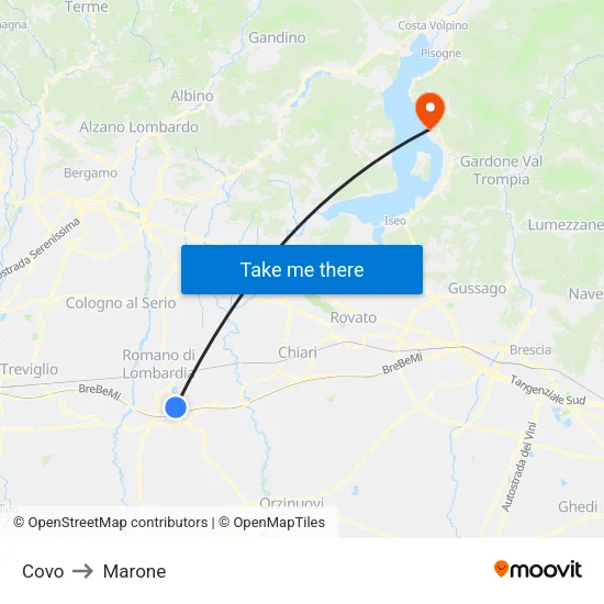 Covo to Marone map