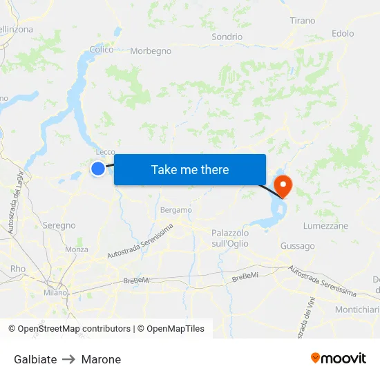Galbiate to Marone map