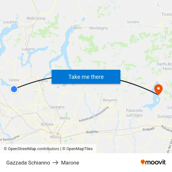 Gazzada Schianno to Marone map