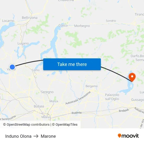 Induno Olona to Marone map