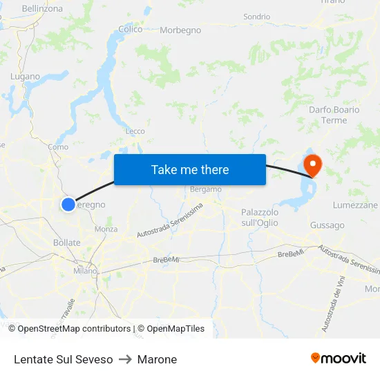 Lentate Sul Seveso to Marone map