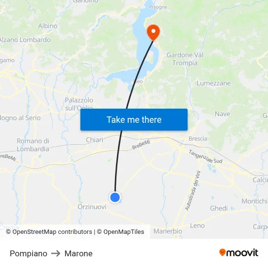 Pompiano to Marone map