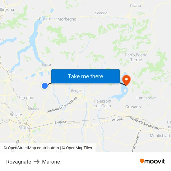 Rovagnate to Marone map