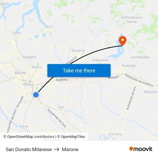 San Donato Milanese to Marone map