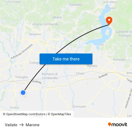 Vailate to Marone map
