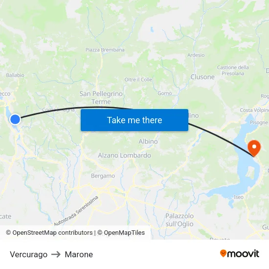 Vercurago to Marone map