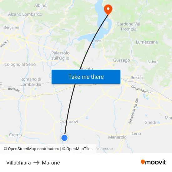 Villachiara to Marone map