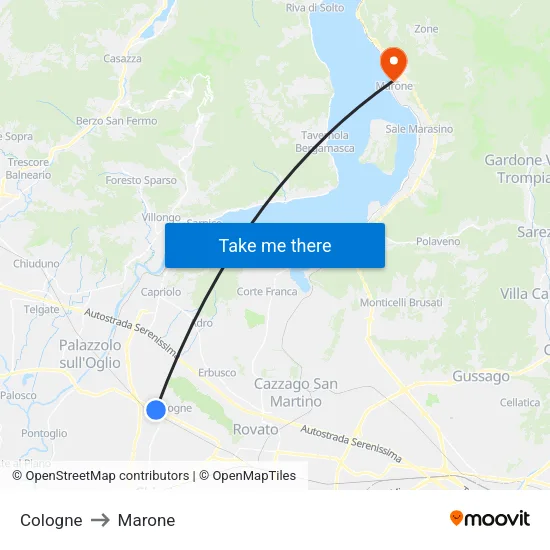Cologne to Marone map