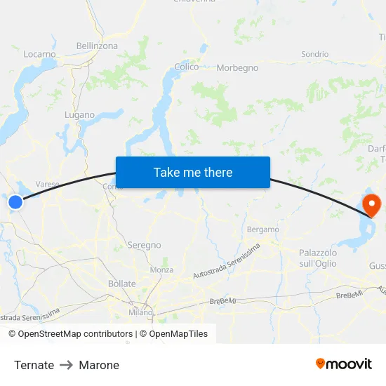 Ternate to Marone map