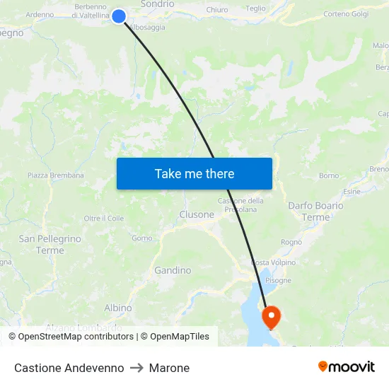 Castione Andevenno to Marone map