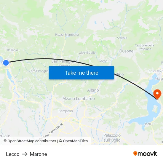 Lecco to Marone map