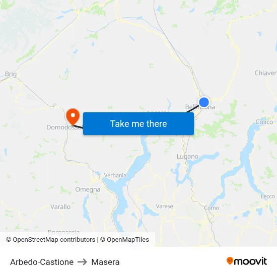 Arbedo-Castione to Masera map
