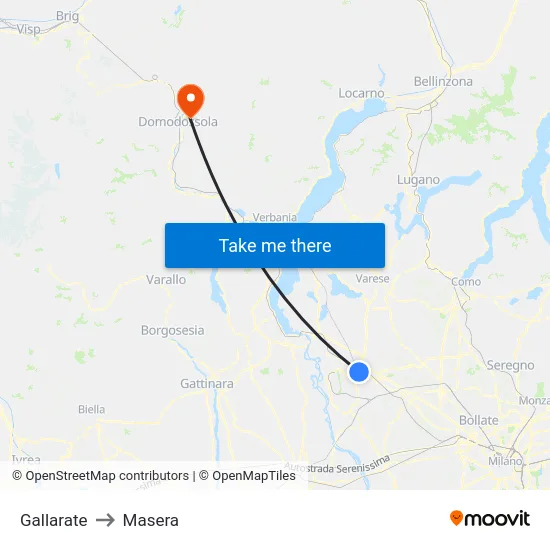Gallarate to Masera map