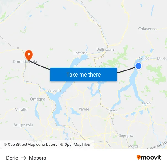 Dorio to Masera map
