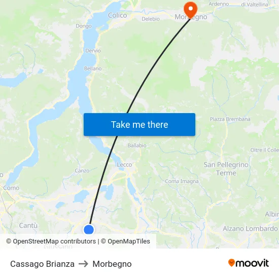 Cassago Brianza to Morbegno map
