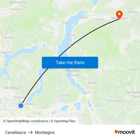 Cavallasca to Morbegno map