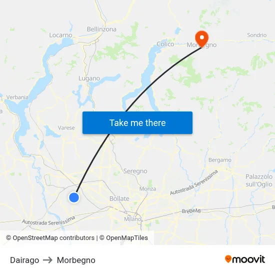 Dairago to Morbegno map