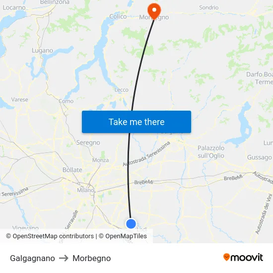 Galgagnano to Morbegno map