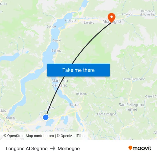 Longone Al Segrino to Morbegno map