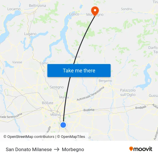 San Donato Milanese to Morbegno map