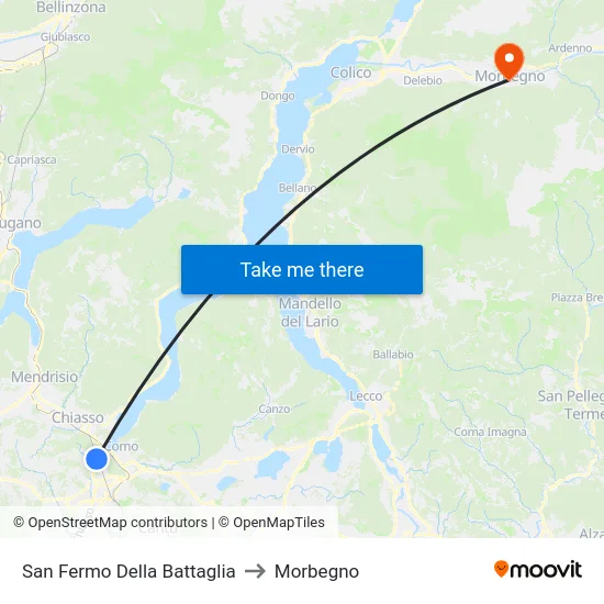 San Fermo Della Battaglia to Morbegno map