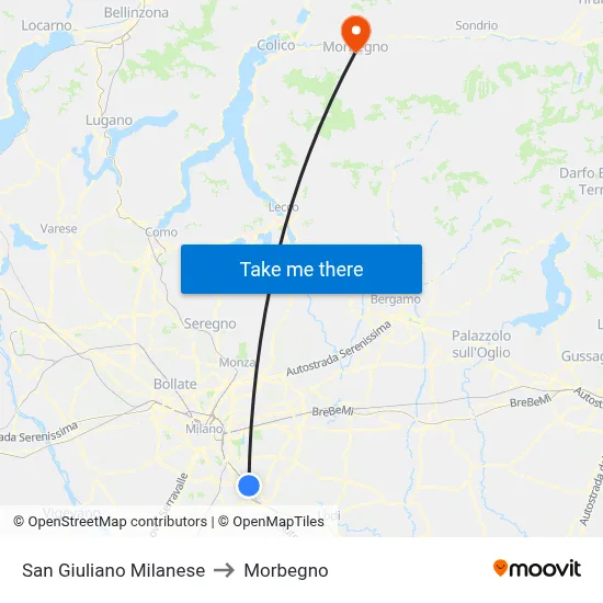 San Giuliano Milanese to Morbegno map