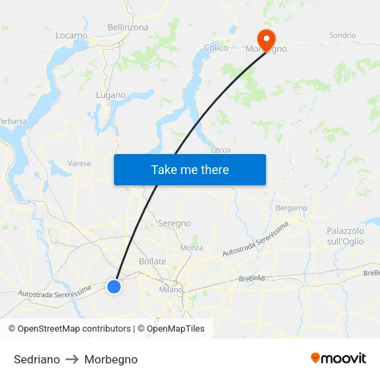 Sedriano to Morbegno map