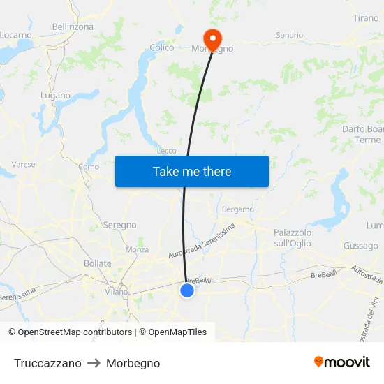 Truccazzano to Morbegno map