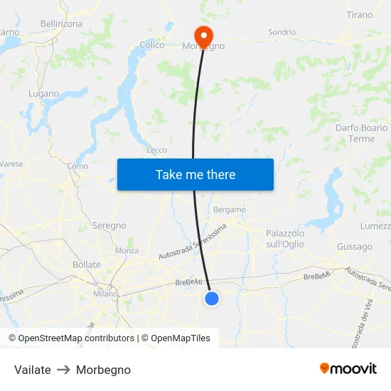 Vailate to Morbegno map