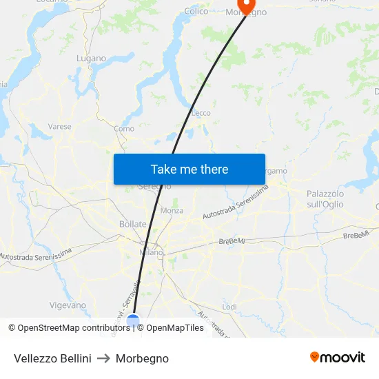 Vellezzo Bellini to Morbegno map
