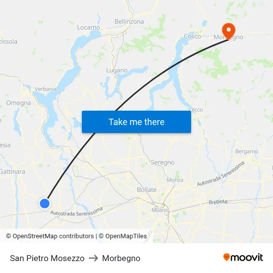 San Pietro Mosezzo to Morbegno map