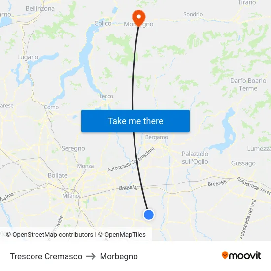 Trescore Cremasco to Morbegno map