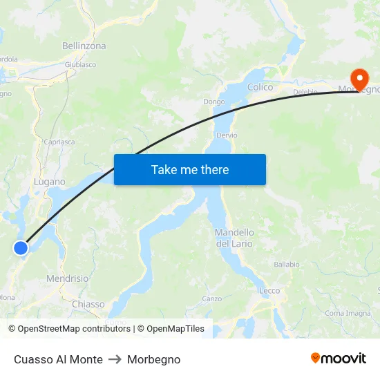 Cuasso Al Monte to Morbegno map