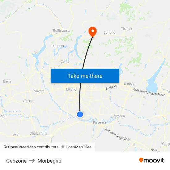 Genzone to Morbegno map
