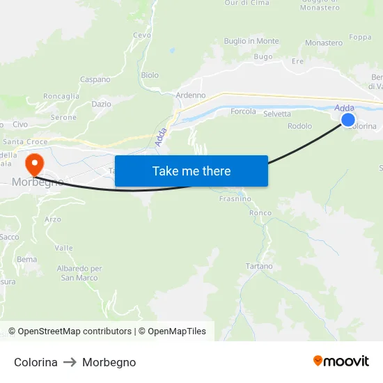 Colorina to Morbegno map