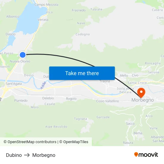 Dubino to Morbegno map