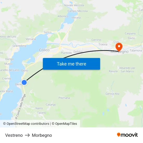 Vestreno to Morbegno map